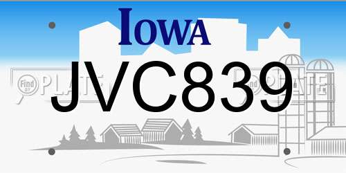JVC839 Iowa License Plate