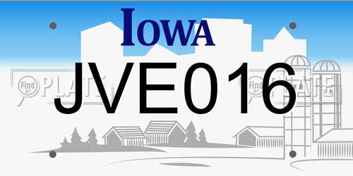 JVE016 Iowa License Plate