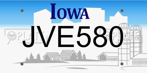 JVE580 Iowa License Plate