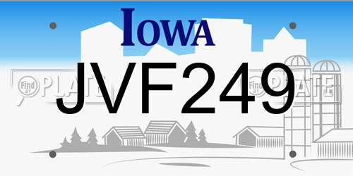 JVF249 Iowa License Plate