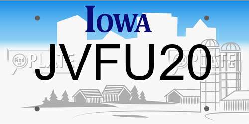 JVFU20 Iowa License Plate