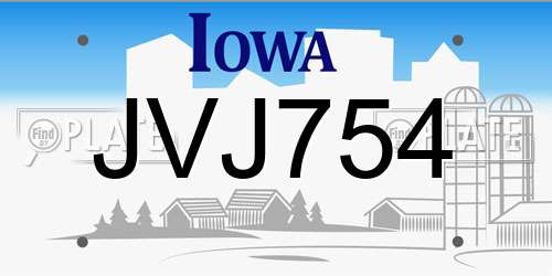 JVJ754 Iowa License Plate