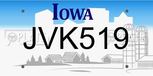 JVK519 Iowa License Plate