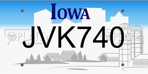 JVK740 Iowa License Plate