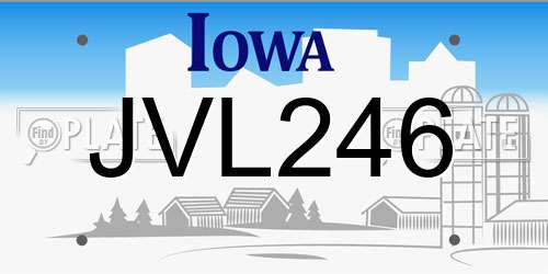 JVL246 Iowa License Plate