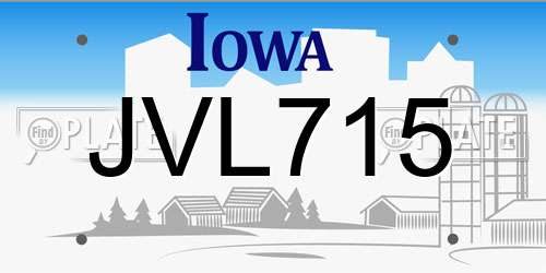 JVL715 Iowa License Plate