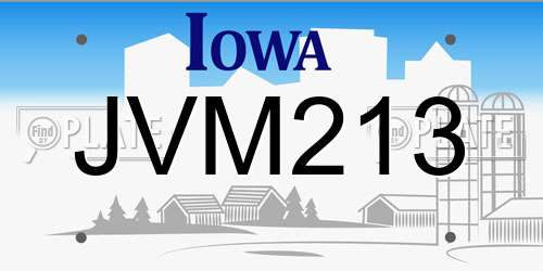 JVM213 Iowa License Plate