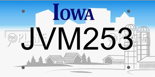 JVM253 Iowa License Plate