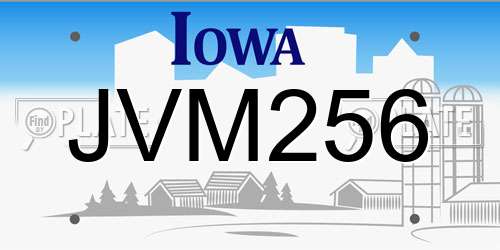 JVM256 Iowa License Plate