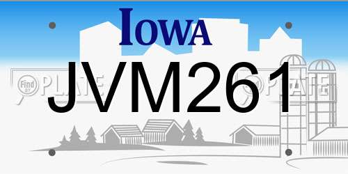 JVM261 Iowa License Plate