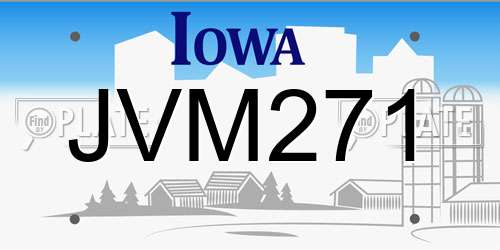 JVM271 Iowa License Plate