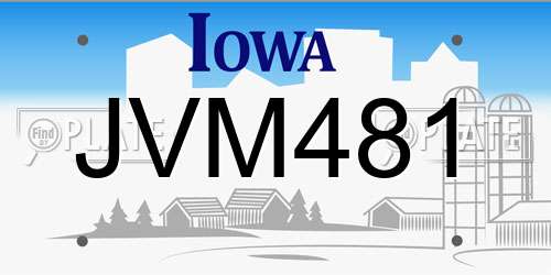 JVM481 Iowa License Plate