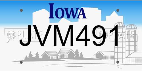 JVM491 Iowa License Plate