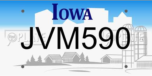 JVM590 Iowa License Plate