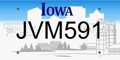 JVM591 Iowa License Plate