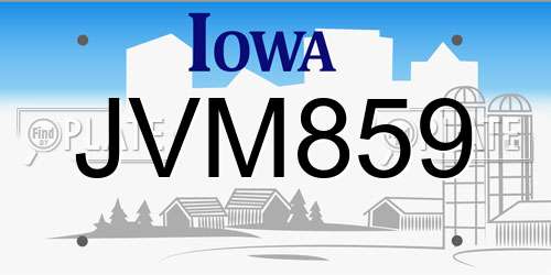 JVM859 Iowa License Plate