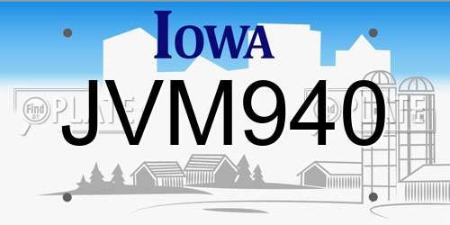 JVM940 Iowa License Plate