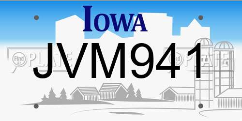 JVM941 Iowa License Plate