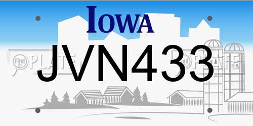 JVN433 Iowa License Plate