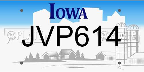 JVP614 Iowa License Plate