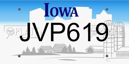 JVP619 Iowa License Plate