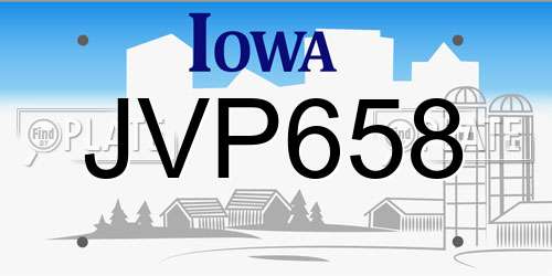 JVP658 Iowa License Plate