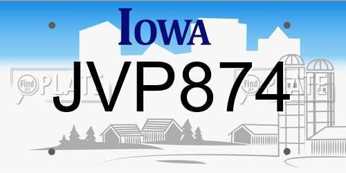 JVP874 Iowa License Plate