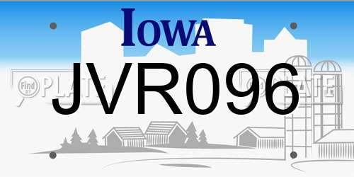 JVR096 Iowa License Plate
