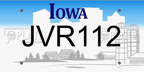 JVR112 Iowa License Plate