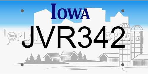 JVR342 Iowa License Plate