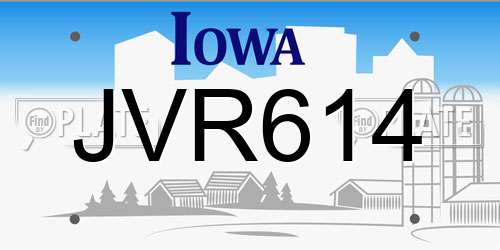 JVR614 Iowa License Plate