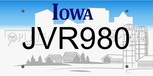 JVR980 Iowa License Plate