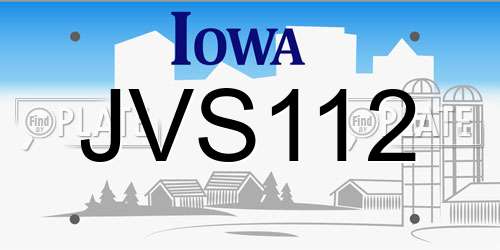 JVS112 Iowa License Plate