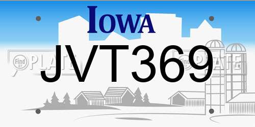JVT369 Iowa License Plate