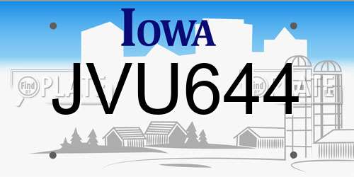 JVU644 Iowa License Plate