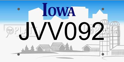 JVV092 Iowa License Plate