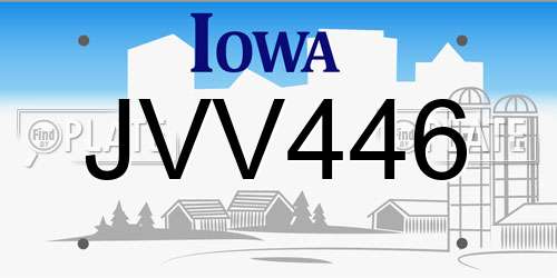 JVV446 Iowa License Plate