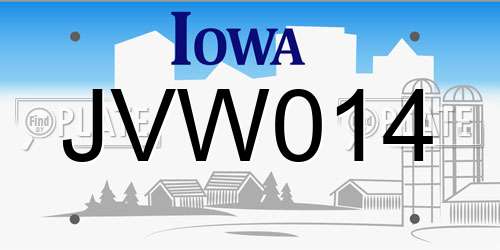 JVW014 Iowa License Plate