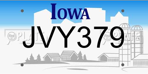 JVY379 Iowa License Plate
