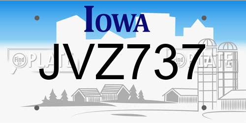 JVZ737 Iowa License Plate