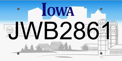 JWB2861 Iowa License Plate