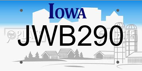 JWB290 Iowa License Plate