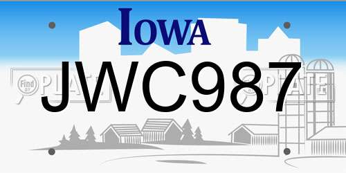 JWC987 Iowa License Plate
