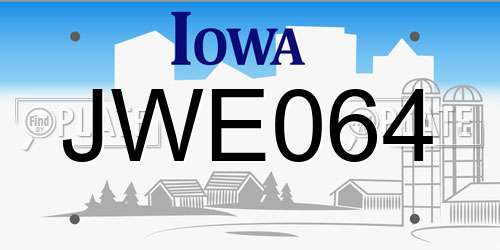 JWE064 Iowa License Plate