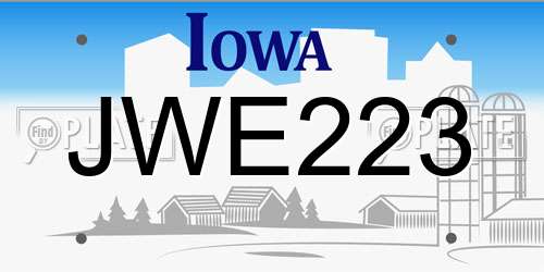 JWE223 Iowa License Plate