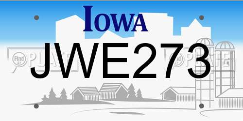 JWE273 Iowa License Plate