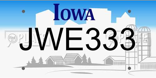 JWE333 Iowa License Plate
