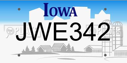JWE342 Iowa License Plate
