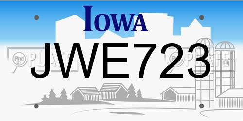 JWE723 Iowa License Plate