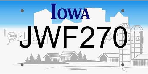 JWF270 Iowa License Plate
